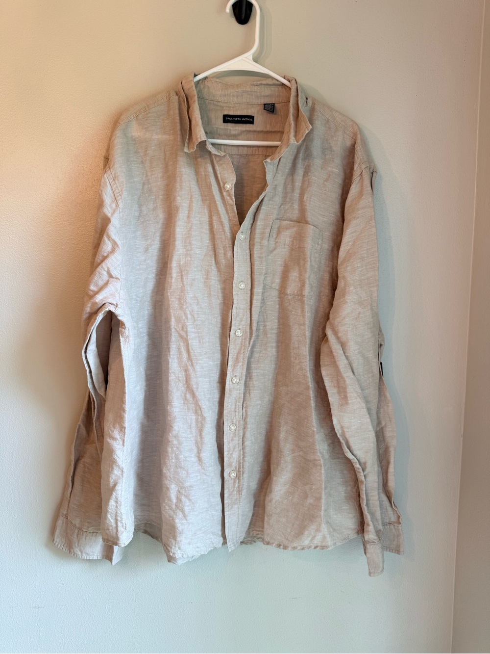 Saks Fifth Avenue Woman’s Taupe Linen Button-Down Shirt